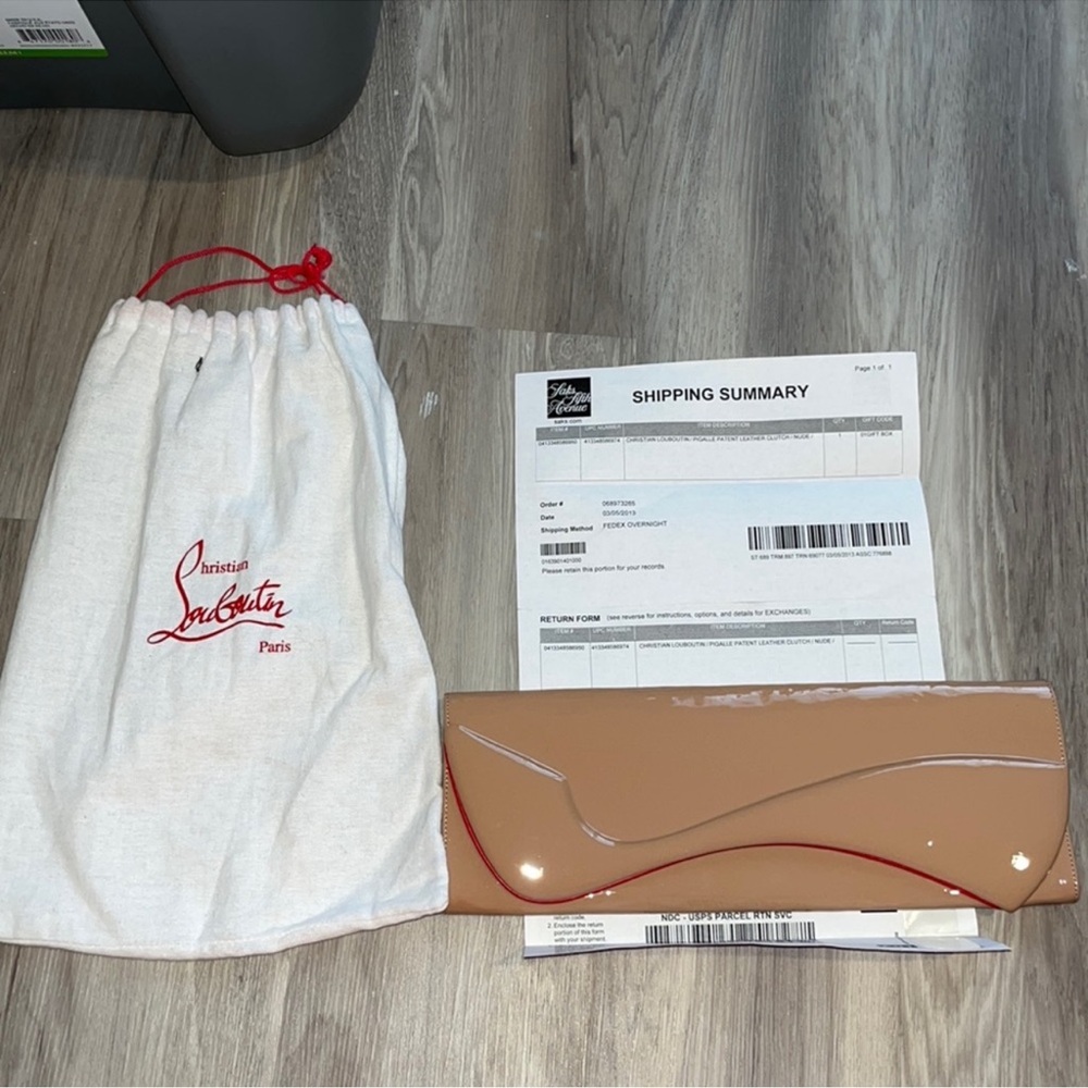 Christian Louboutin Beige and Red Clutch